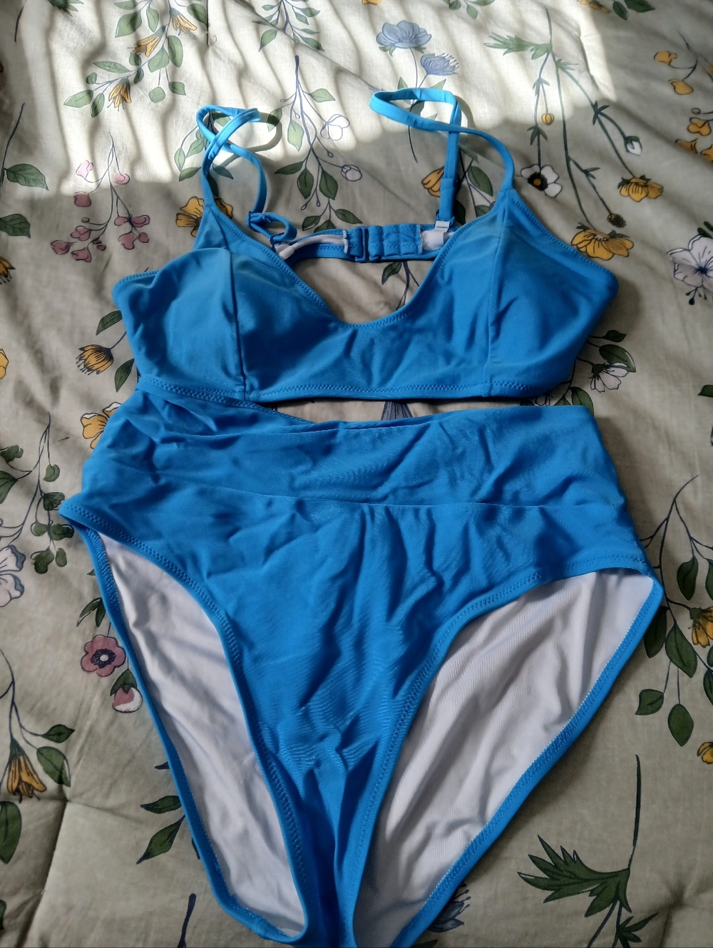 Old Navy Bright Blue Two Piece Bikini Swimsuit High Waisted